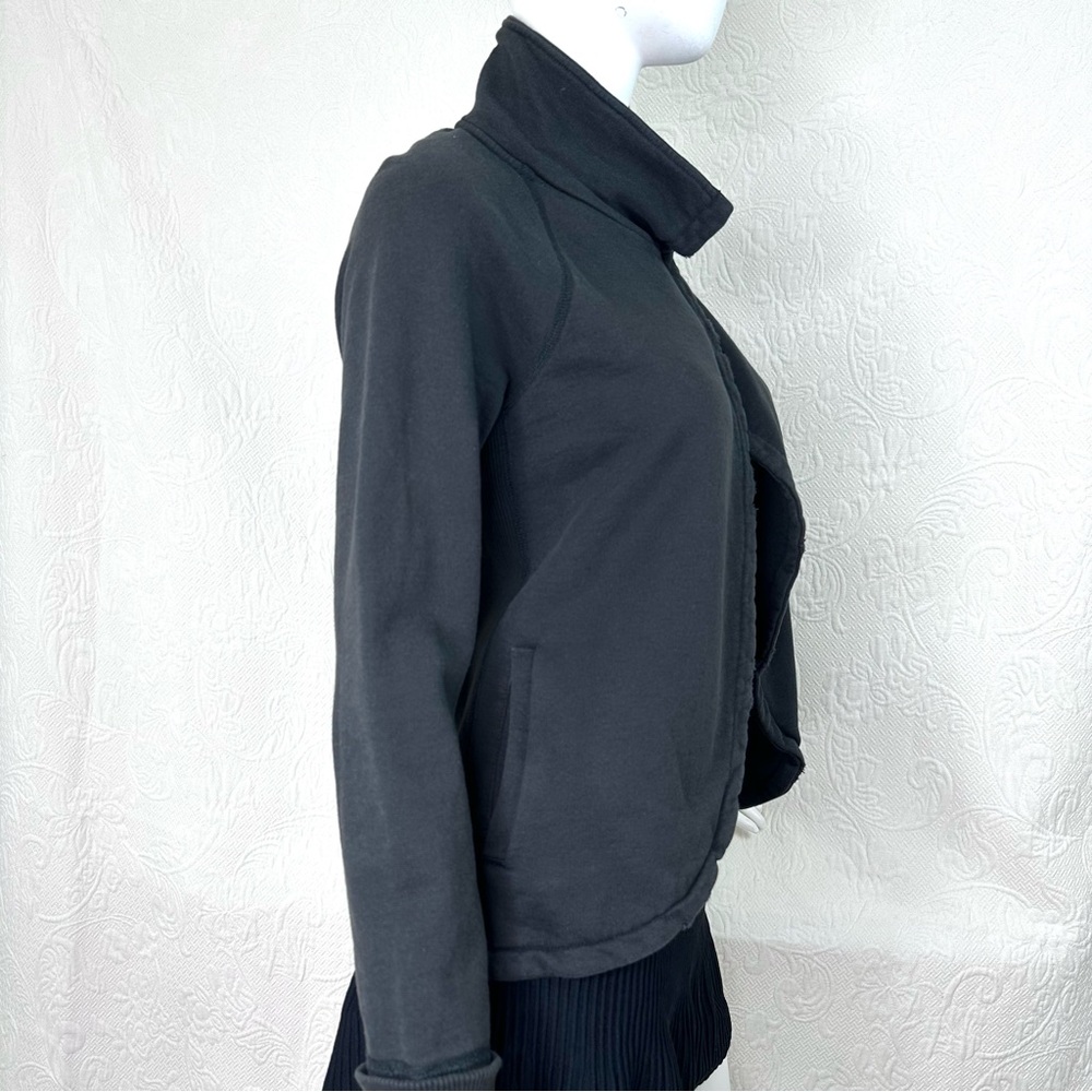 James Perse 2 (M) Distressed Black One-Snap Open Front Sweatshirt Jacket - Picture 10 of 16